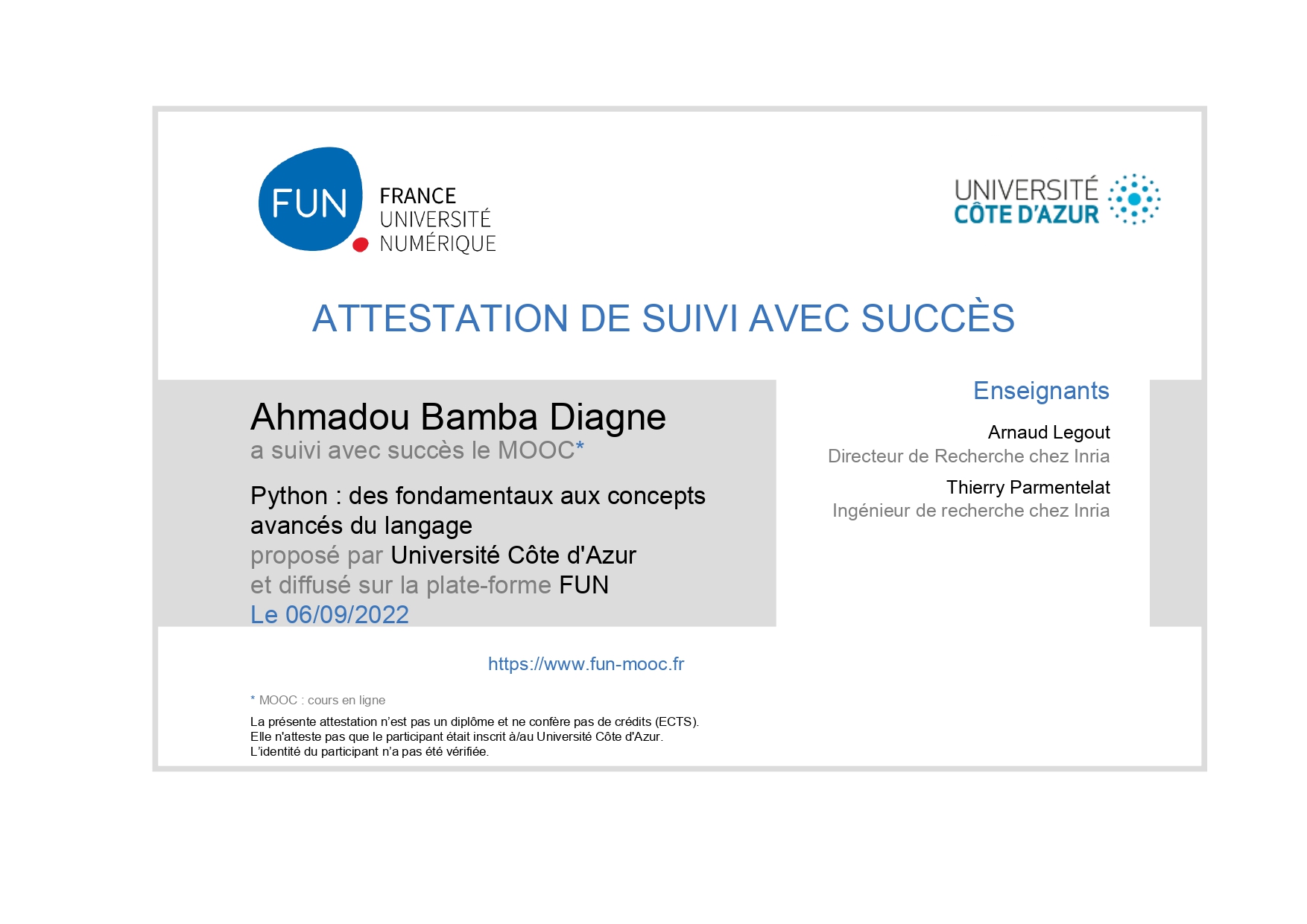 Python MOOC Certificate