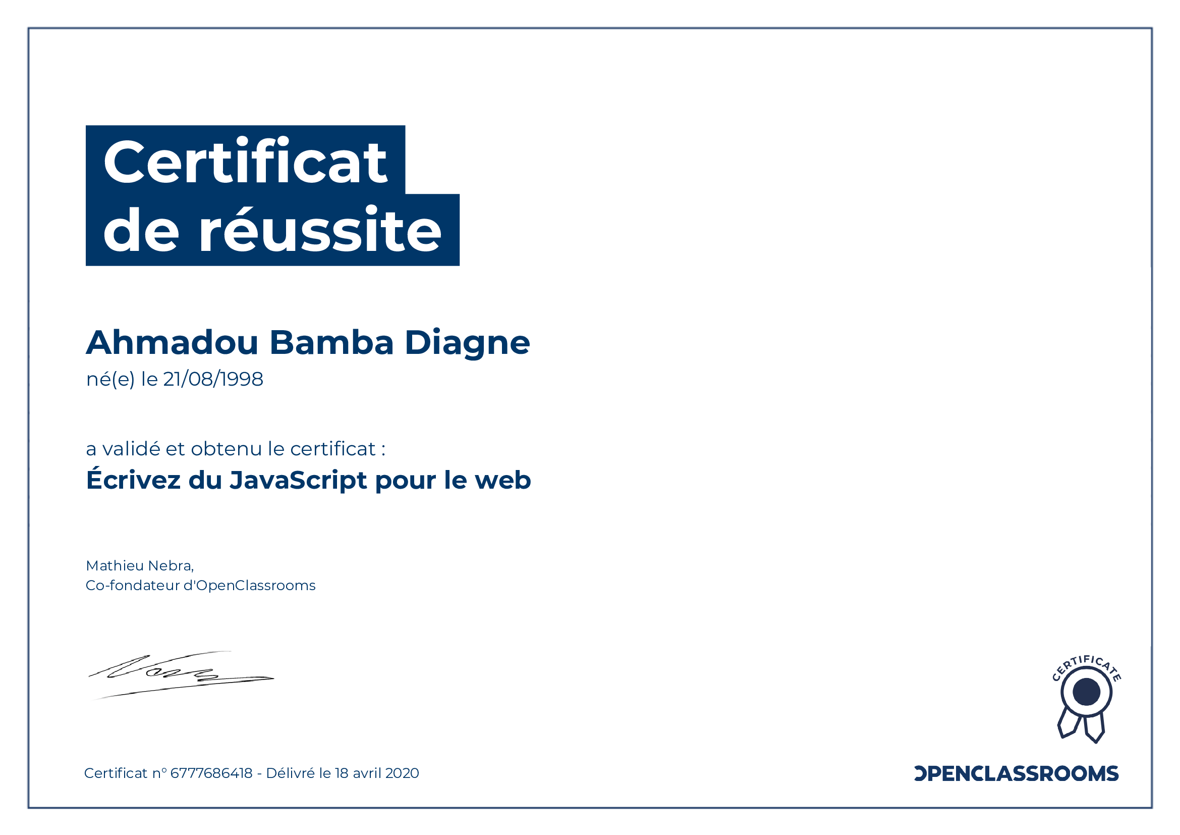 JavaScript Web Certificate